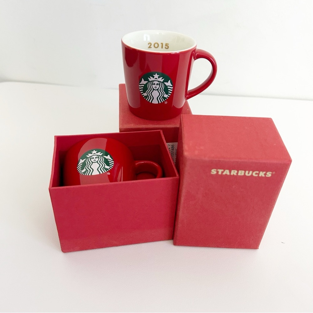 Starbucks 2015 Red Demi Espresso Cups set of 2 NIB